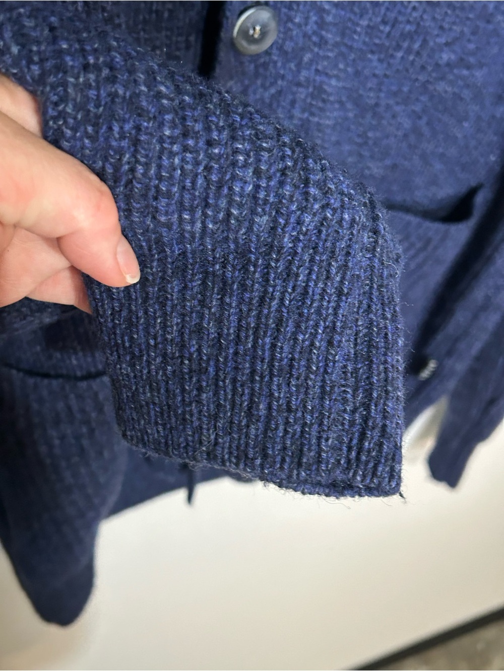 Hörst Men’s Navy Wool Shawl Collar Cardigan Made in Italy L - Picture 6 of 11
